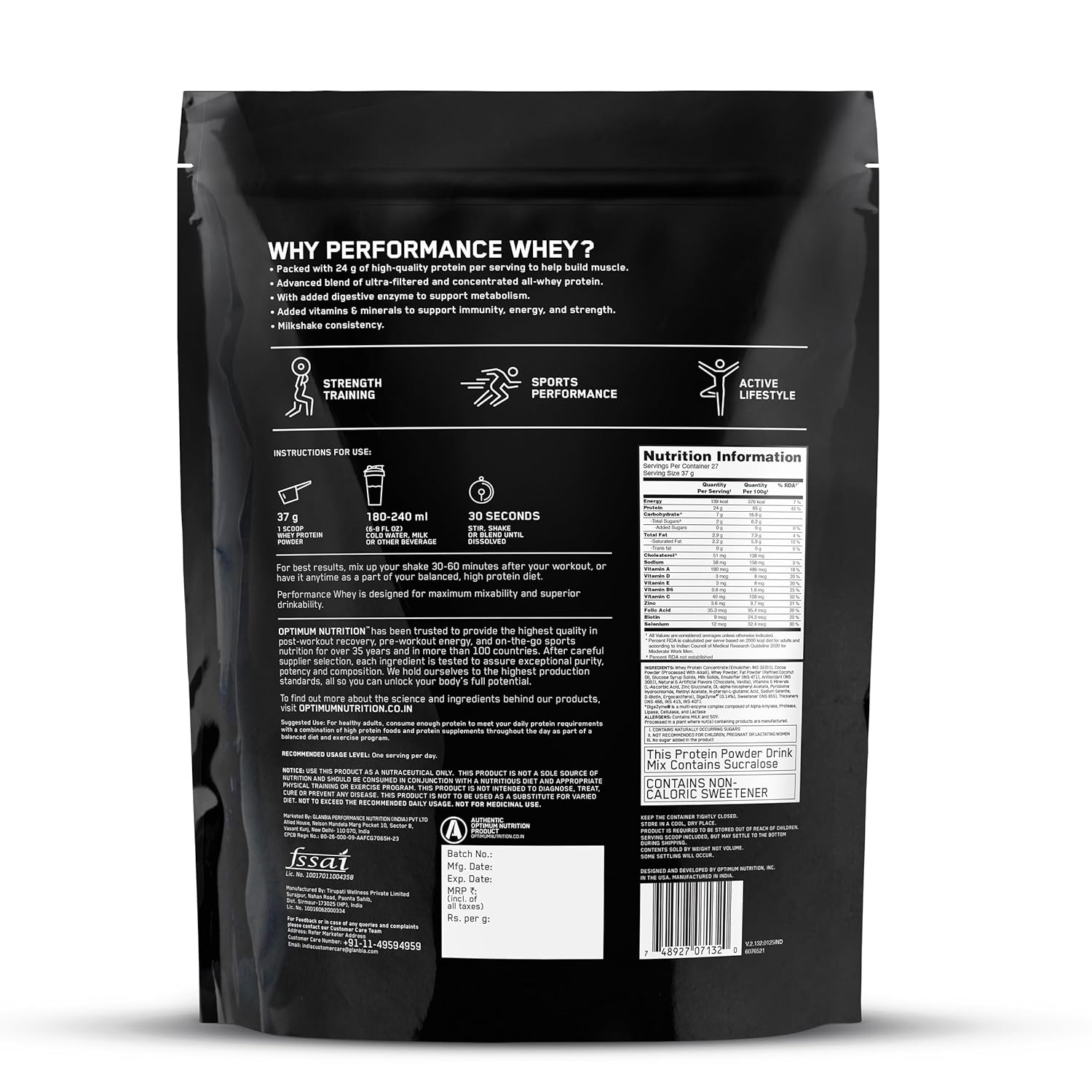 Performance Whey 1KG - Chocolate Milkshake