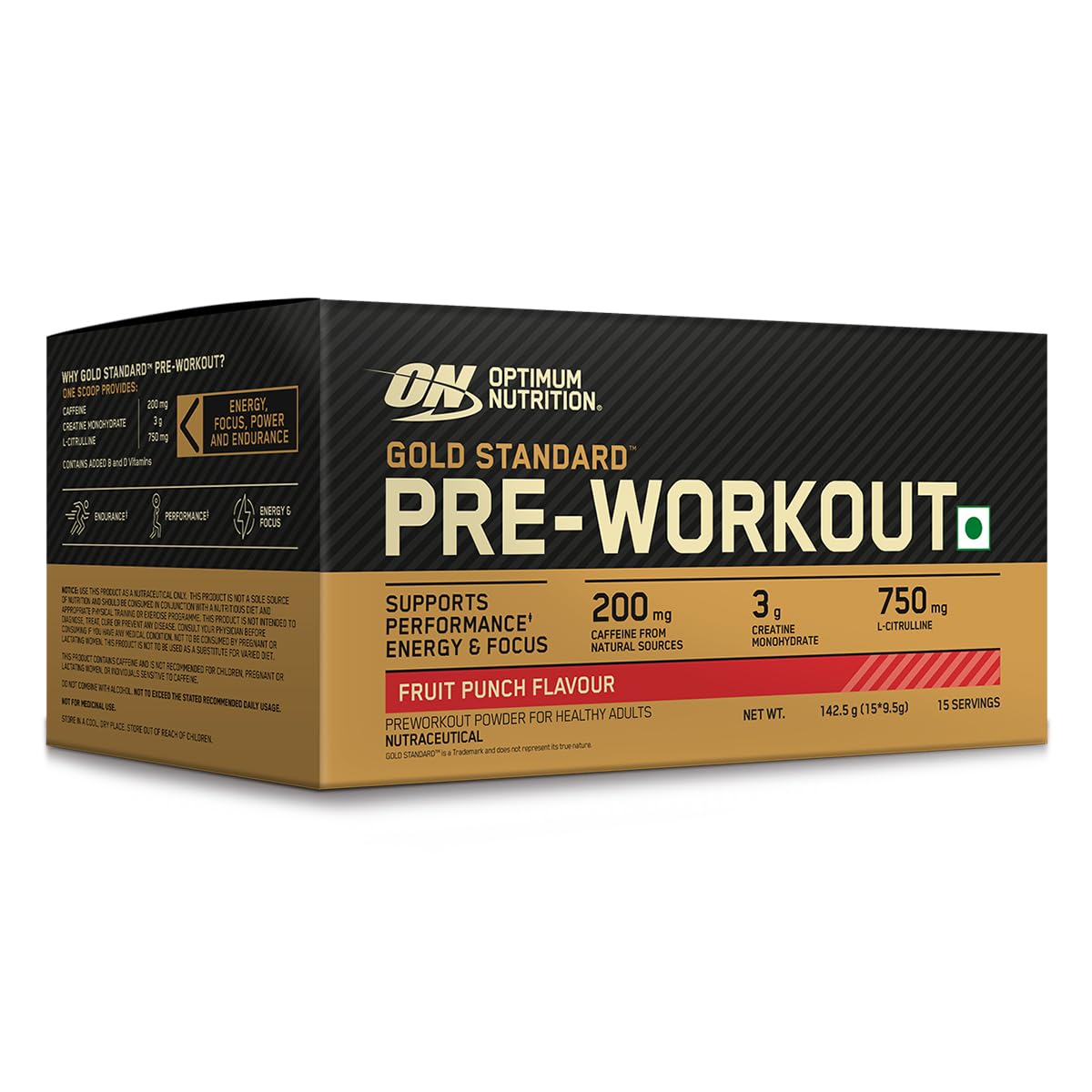 Gold Standard Pre-Workout 15 single serve packs - Fruit Punch Flavour