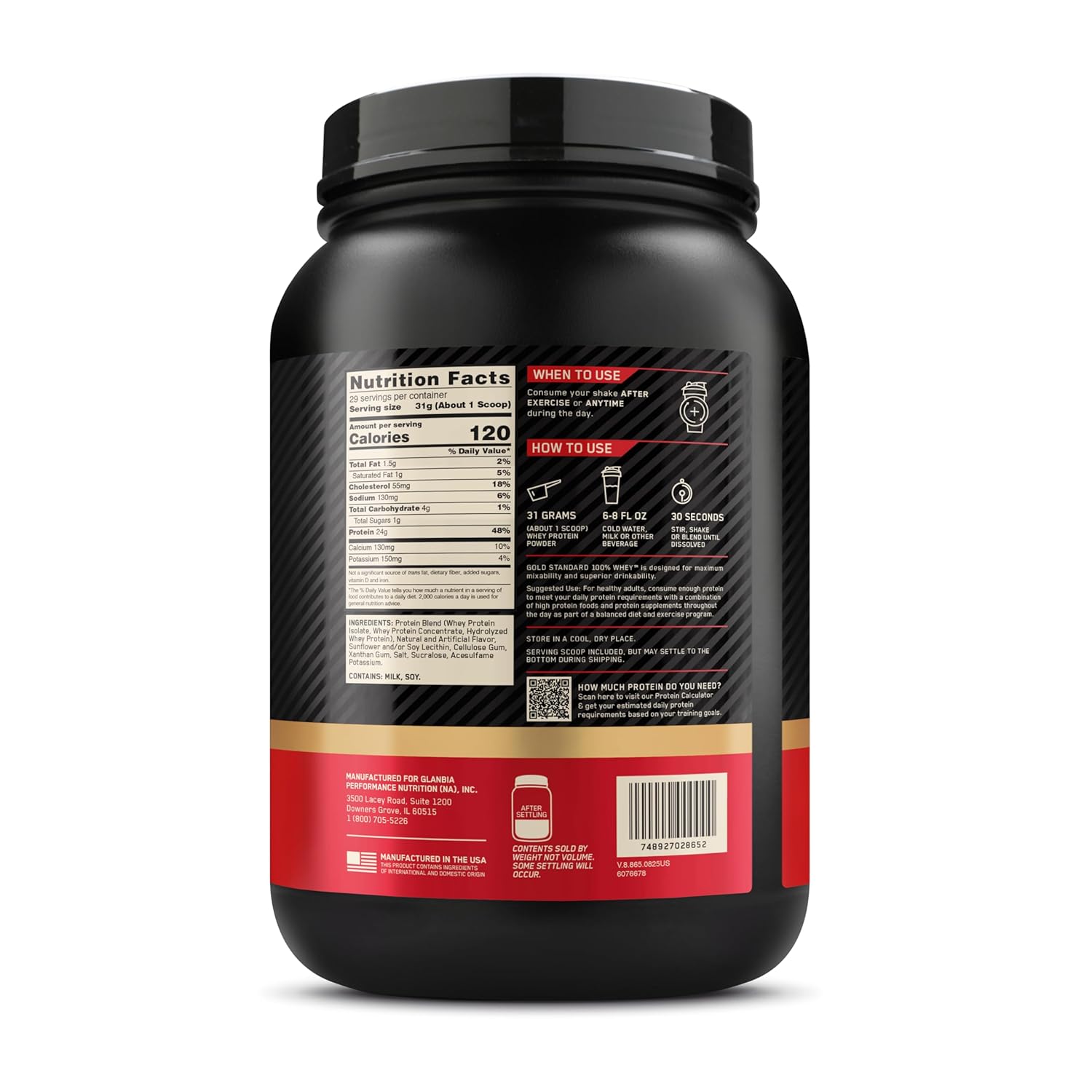 Gold Standard 100% Whey Protein 907g (2lbs) - Vanilla Ice Cream