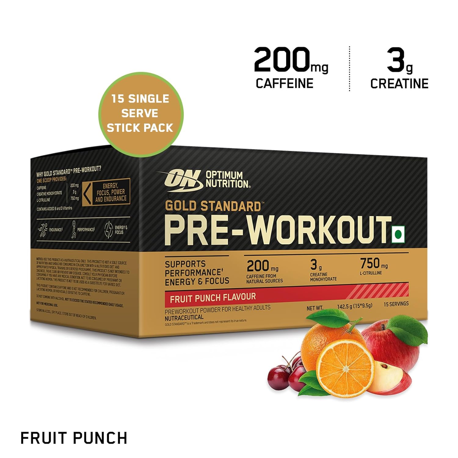 Gold Standard Pre-Workout 15 single serve packs - Fruit Punch Flavour
