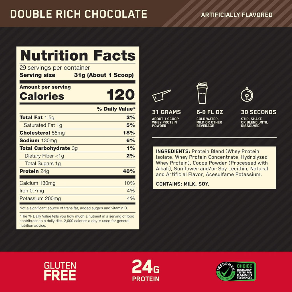 Gold Standard 100% Whey Protein 907g (2lbs) - Double Rich Chocolate