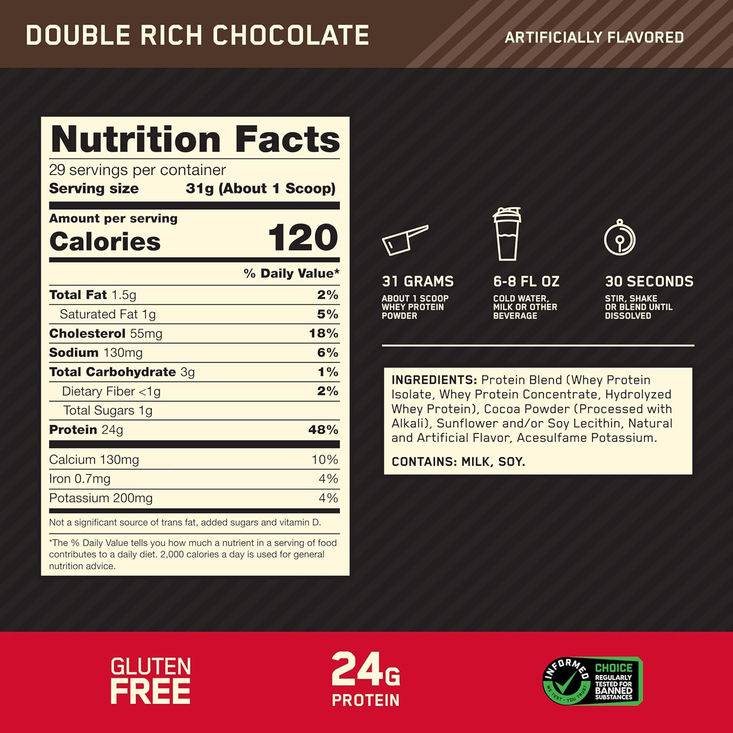 Gold Standard 100% Whey Protein 907g (2lbs) - Double Rich Chocolate